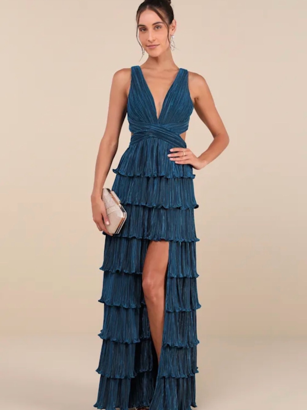 Lulu's Deep Teal Tiered Ruffle Maxi Dress